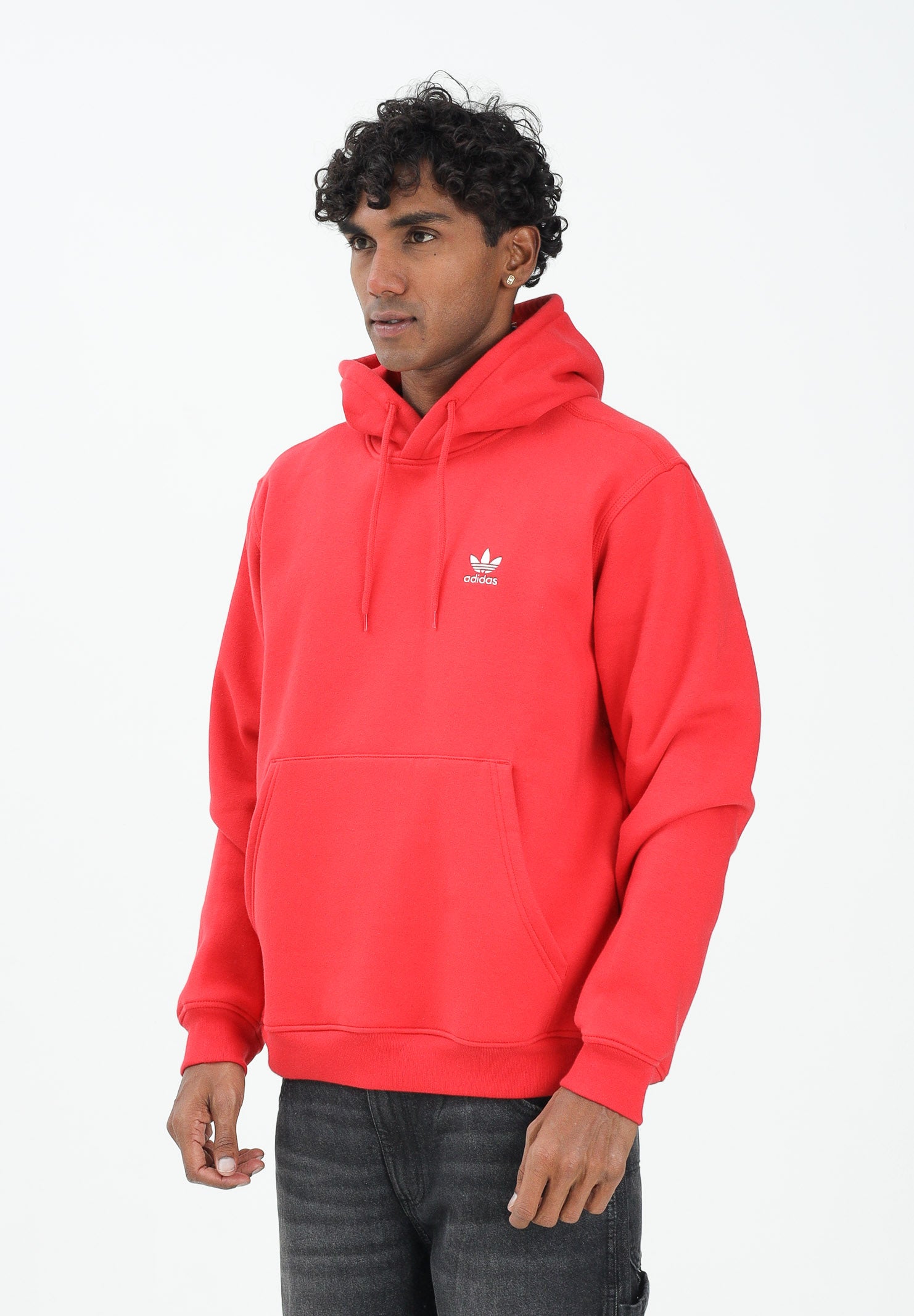 ADIDAS ORIGINALS Felpa con cappuccio Trefoil Essentials rossa da uomo JH1235 . ADIDAS ORIGINALS 