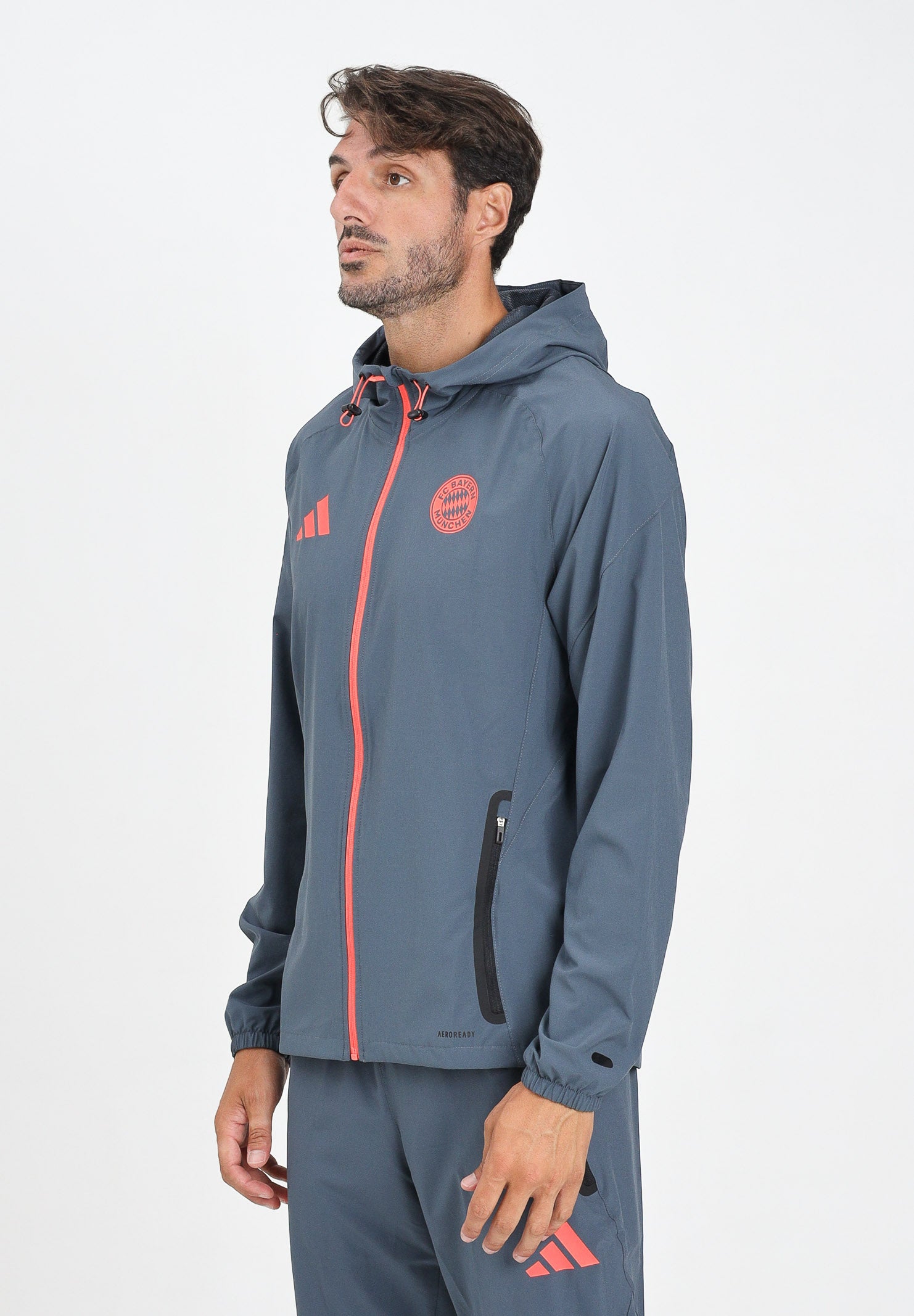 ADIDAS ORIGINALS Felpa con zip FC Bayern Tiro 25 Competition Vis grigia da uomo JV5343 . ADIDAS ORIGINALS 
