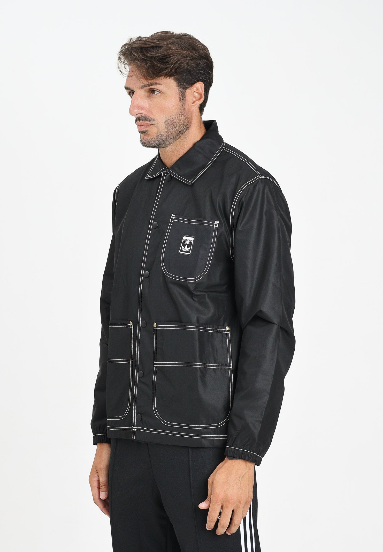 ADIDAS ORIGINALS Giacca a vento Wabash Regular Coach nera da uomo JW0174 . ADIDAS ORIGINALS 