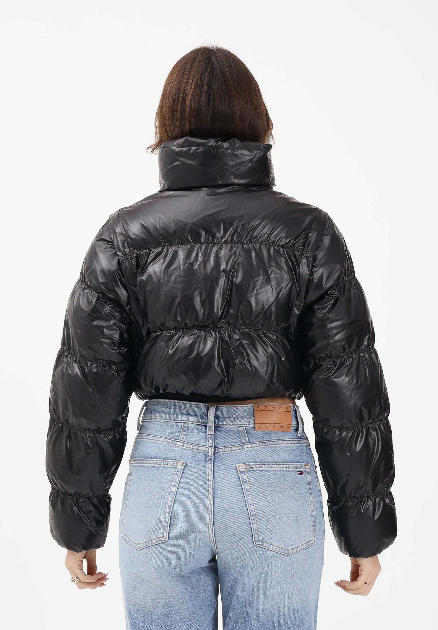 ADIDAS ORIGNALS Piumino croppato Essentials Glossy 2-In-1 nero da donna JX2988 . ADIDAS ORIGINALS 