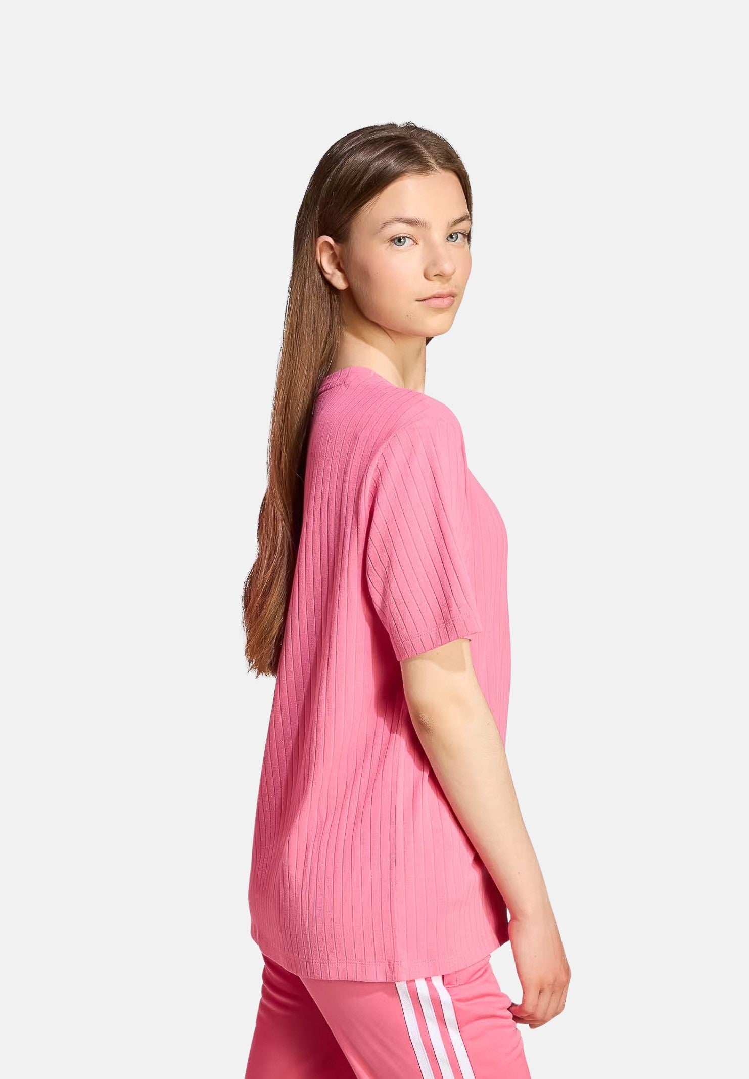 ADIDAS ORIGINALS T-shirt a manica corta Wide Rib rosa da bambina JX5180 . ADIDAS ORIGINALS 