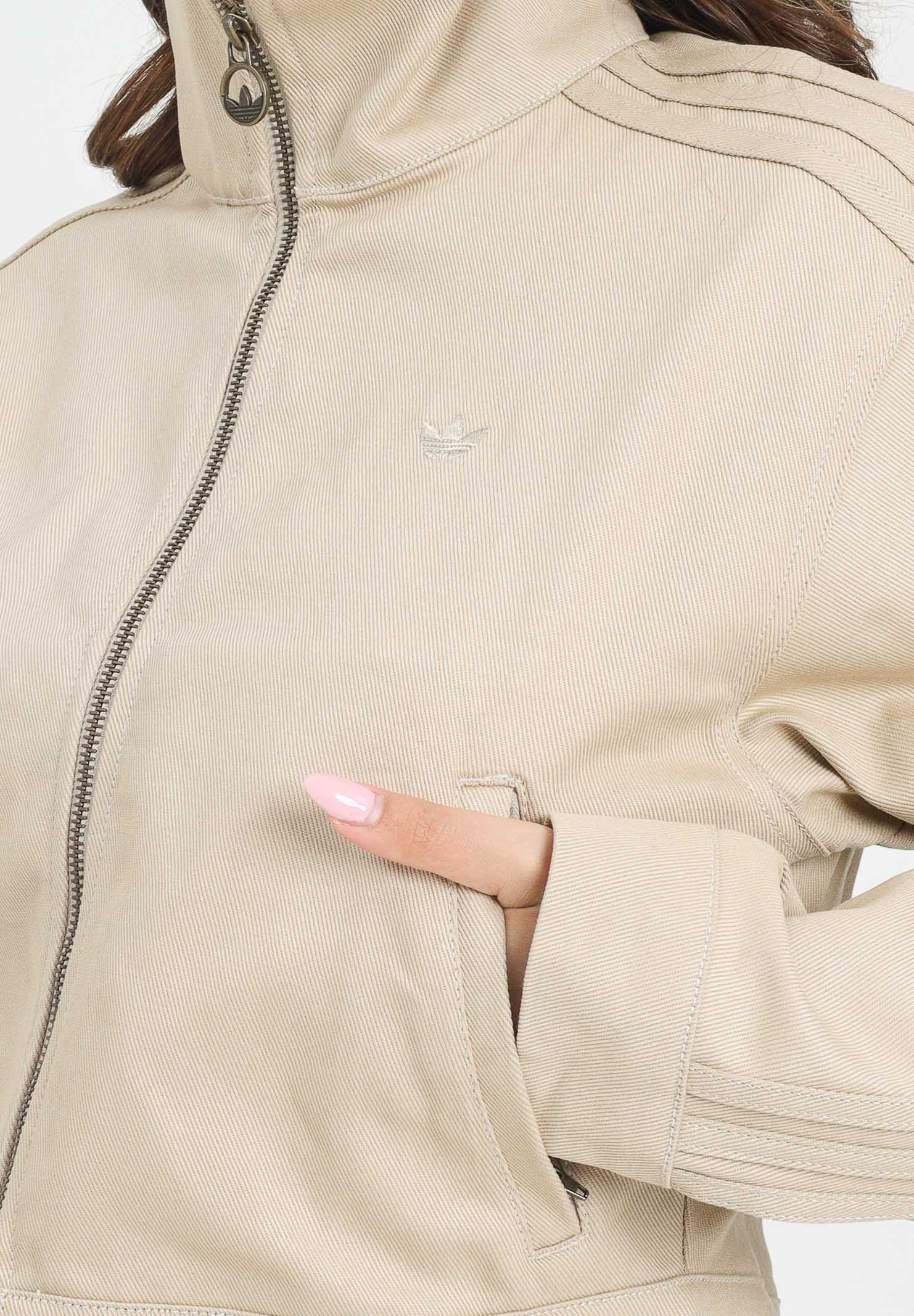 ADIDAS ORIGINALS Giubbotto Firebird Twill Crop in denim beige da donna JX7600 . ADIDAS ORIGINALS 