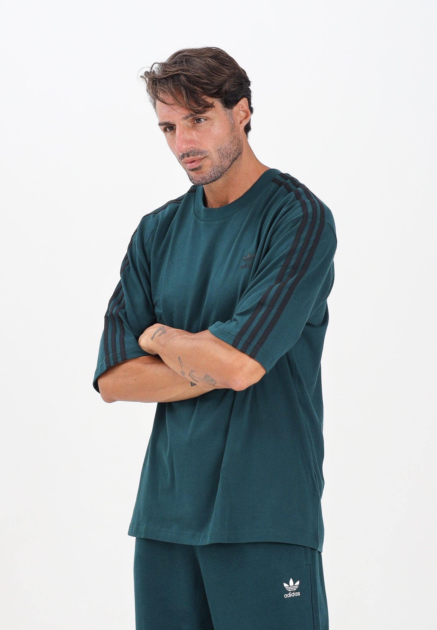 ADIDAS ORIGINALS T-shirt a manica corta Adicolor Oversized verde da uomo JY1396 . ADIDAS ORIGINALS 