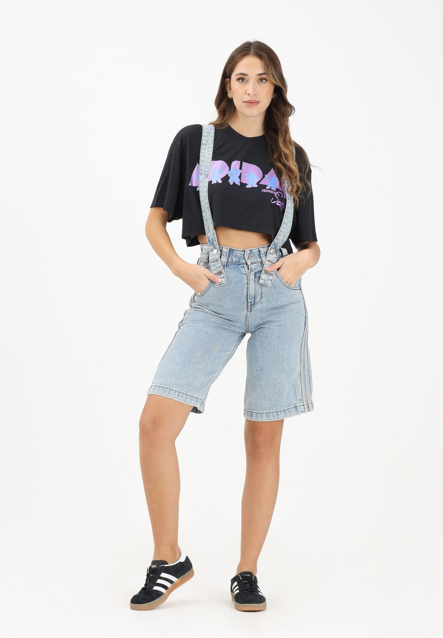 ADIDAS ORIGINALS Salopette adidas X Jeremy Scott Pride in denim chiaro da donna JY2022 . ADIDAS ORIGINALS 