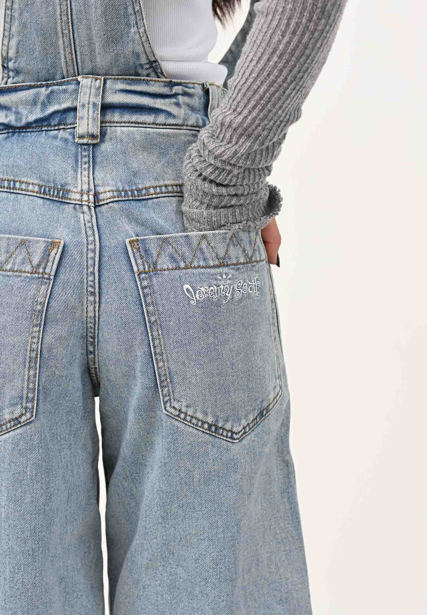 ADIDAS ORIGINALS Salopette adidas X Jeremy Scott Pride in denim chiaro da donna JY2022 . ADIDAS ORIGINALS 