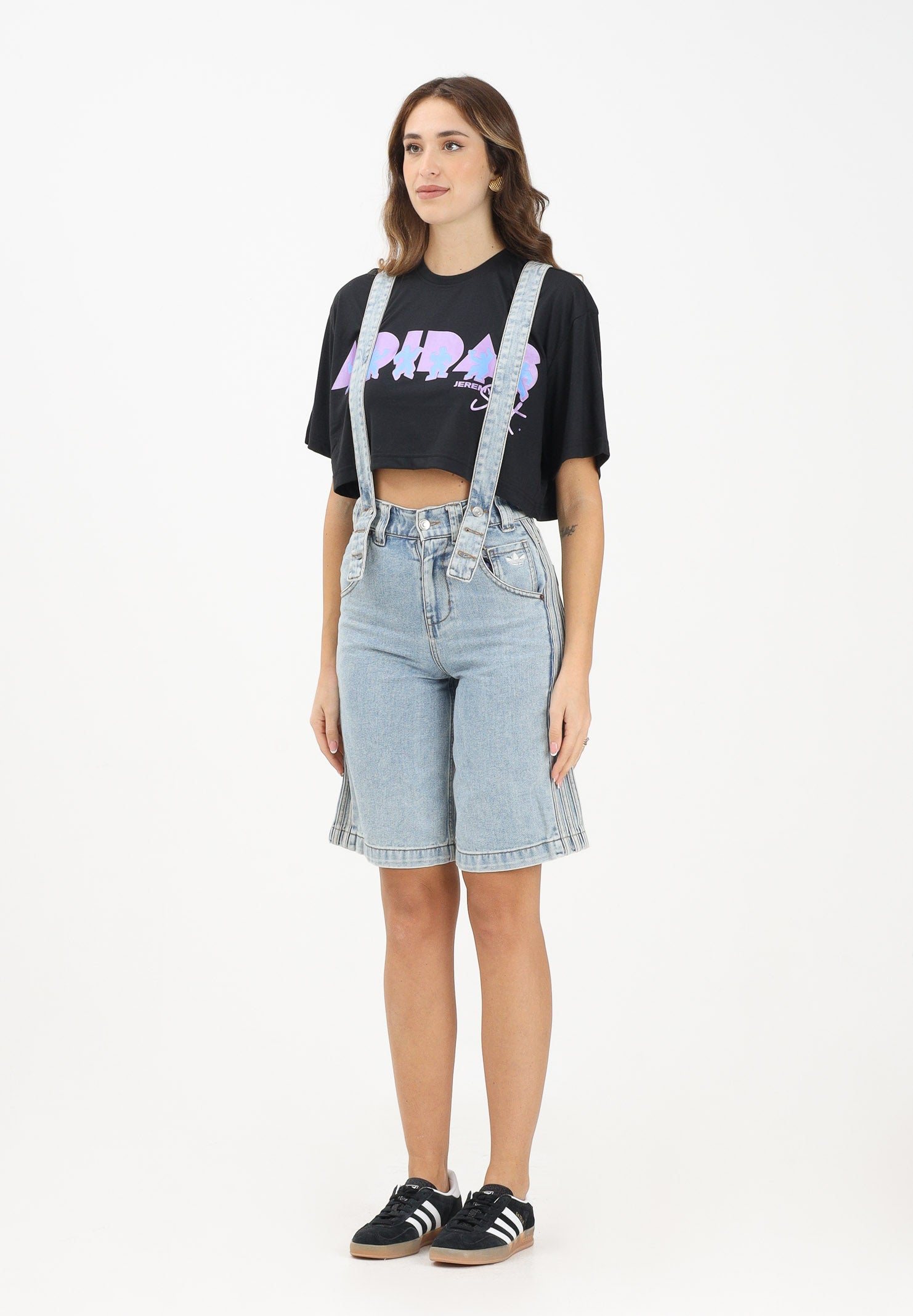 ADIDAS ORIGINALS Salopette adidas X Jeremy Scott Pride in denim chiaro da donna JY2022 . ADIDAS ORIGINALS 