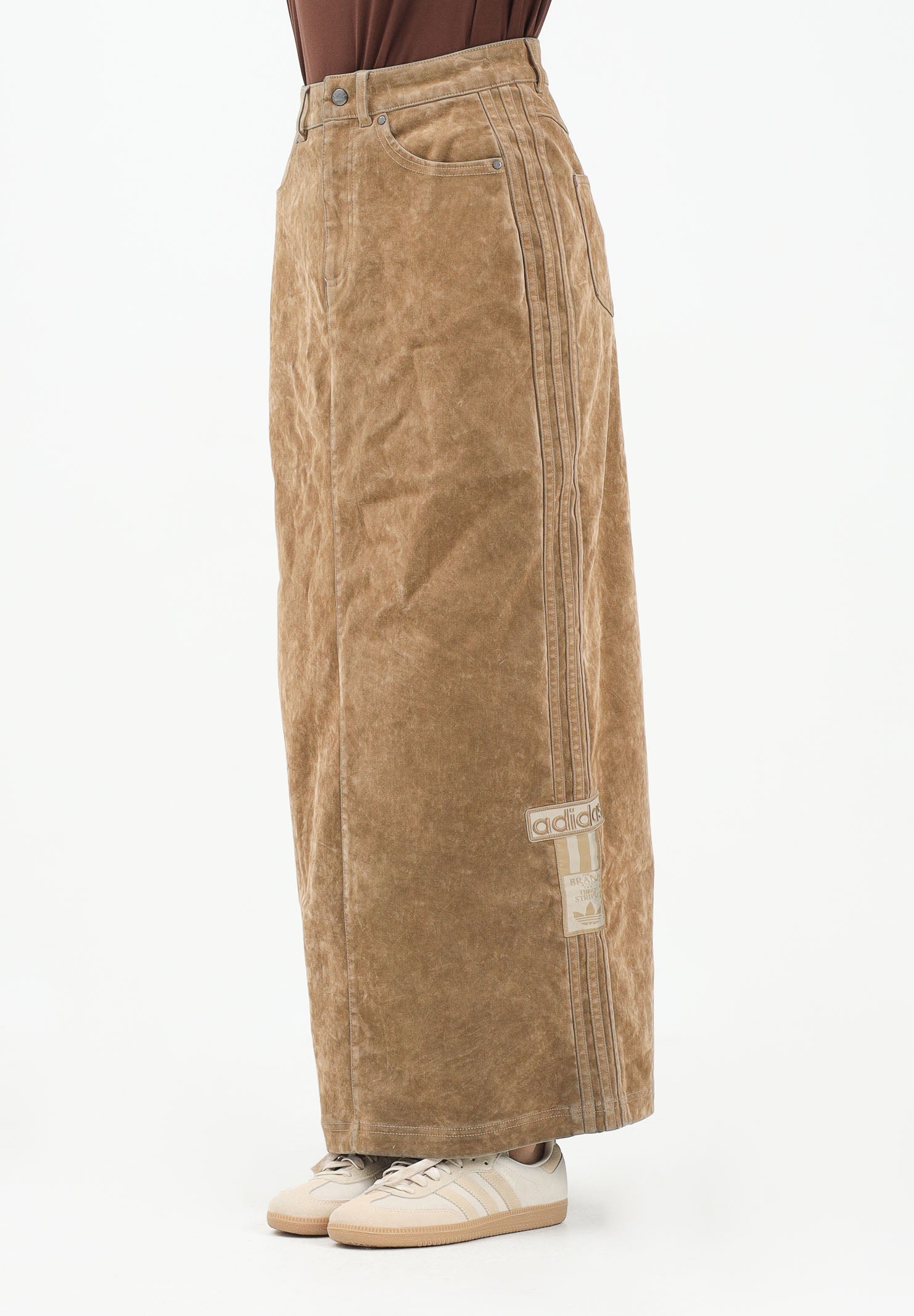 ADIDAS ORIGINALS Gonna lunga Adibreak in twill spazzolato beige da donna JY2397 . ADIDAS ORIGINALS 
