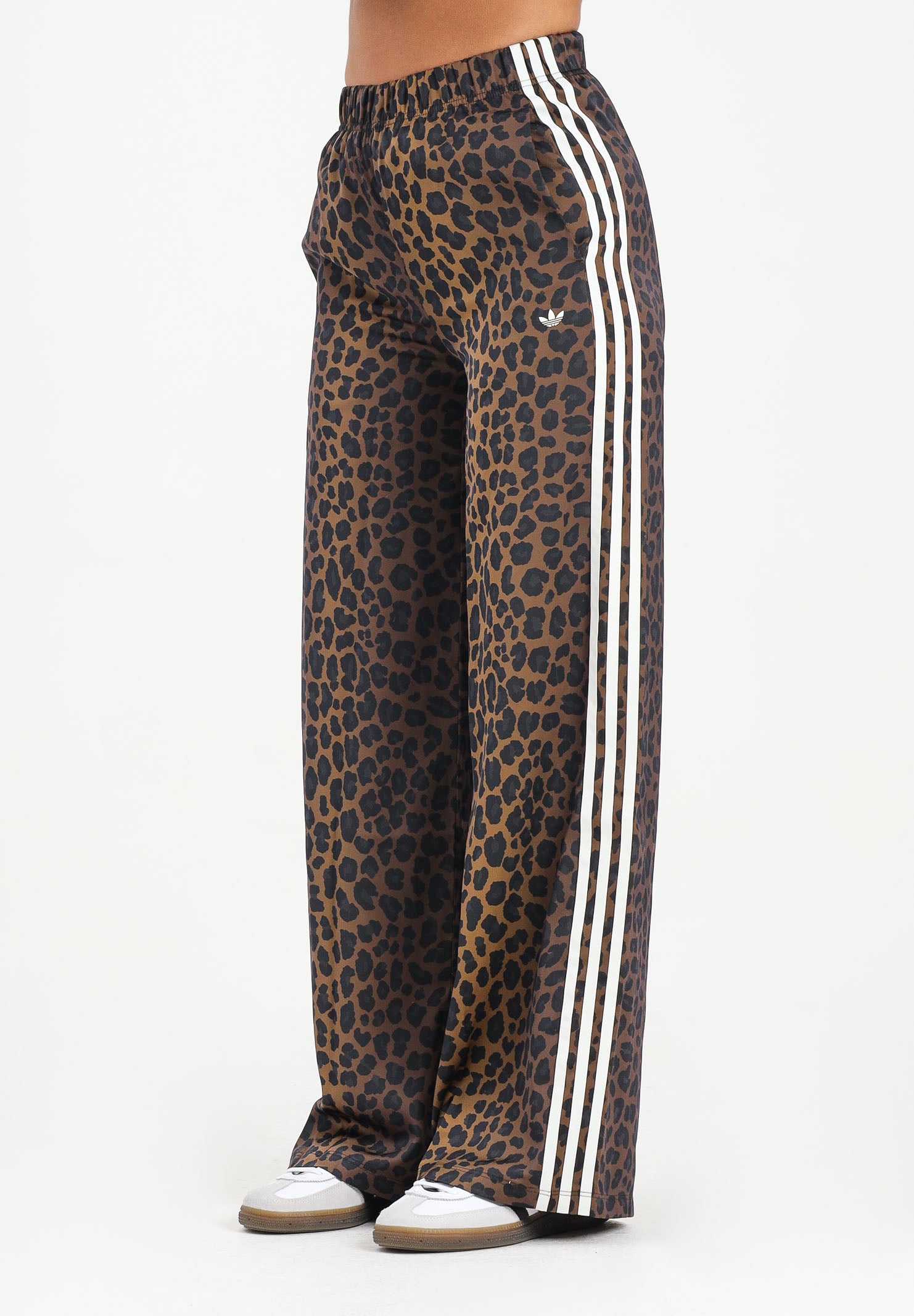 ADIDAS ORIGINALS Pantalone sportivo Wide Leg Satin Leopard marrone da donna KA2666 . ADIDAS ORIGINALS 