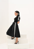 ADIDAS ORIGINALS Abito midi DIRNDL nero da donna KF2302 . ADIDAS ORIGINALS 