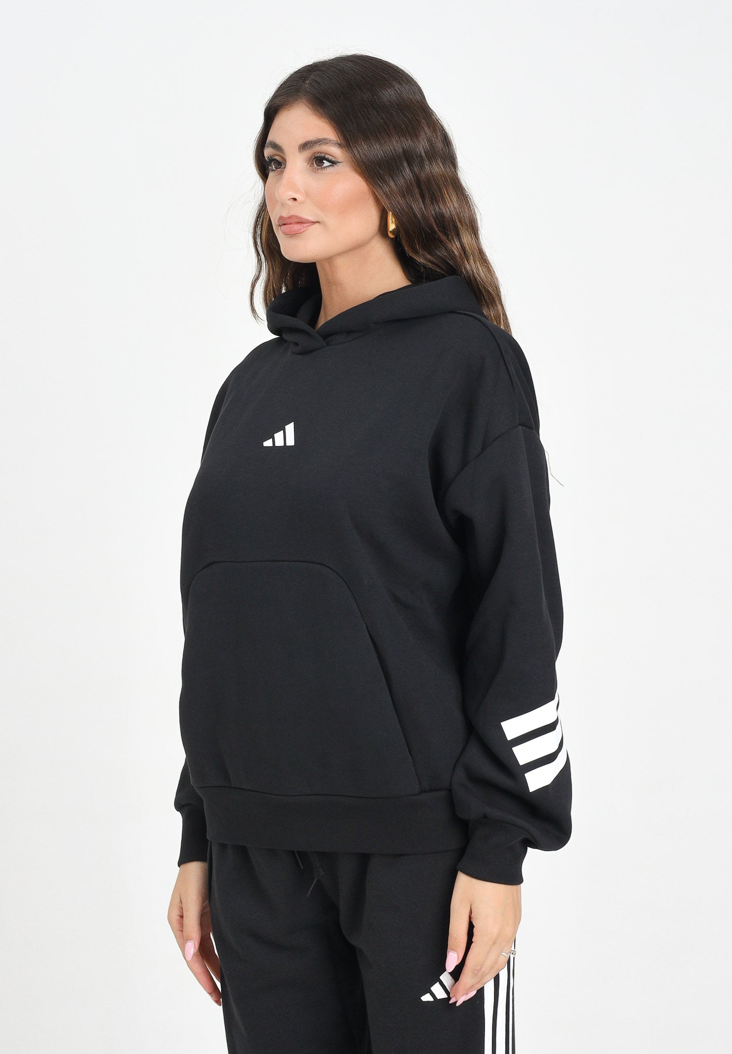 ADIDAS PERFORMANCE Felpa con cappuccio Future Icons 3-Stripes nera da donna JC5426 . ADIDAS PERFORMANCE 