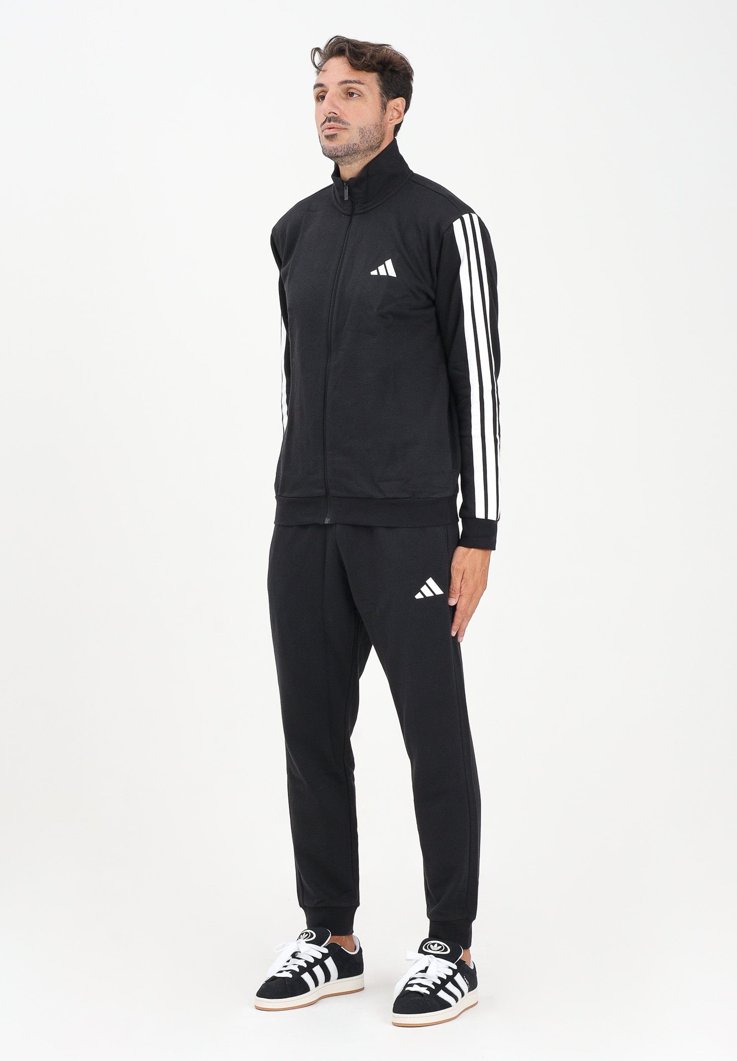 ADIDAS PERFORMANCE Tuta Sportswear Basic 3-Stripes Fleece nera da uomo JI8878 . ADIDAS PERFORMANCE 