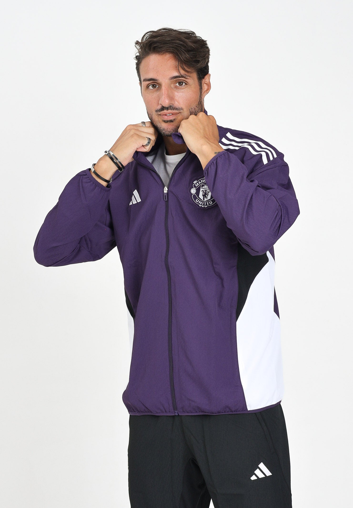 ADIDAS PERFORMANCE Felpa con zip Manchester United Tiro 25 Competition viola da uomo JP3107 . ADIDAS PERFORMANCE 