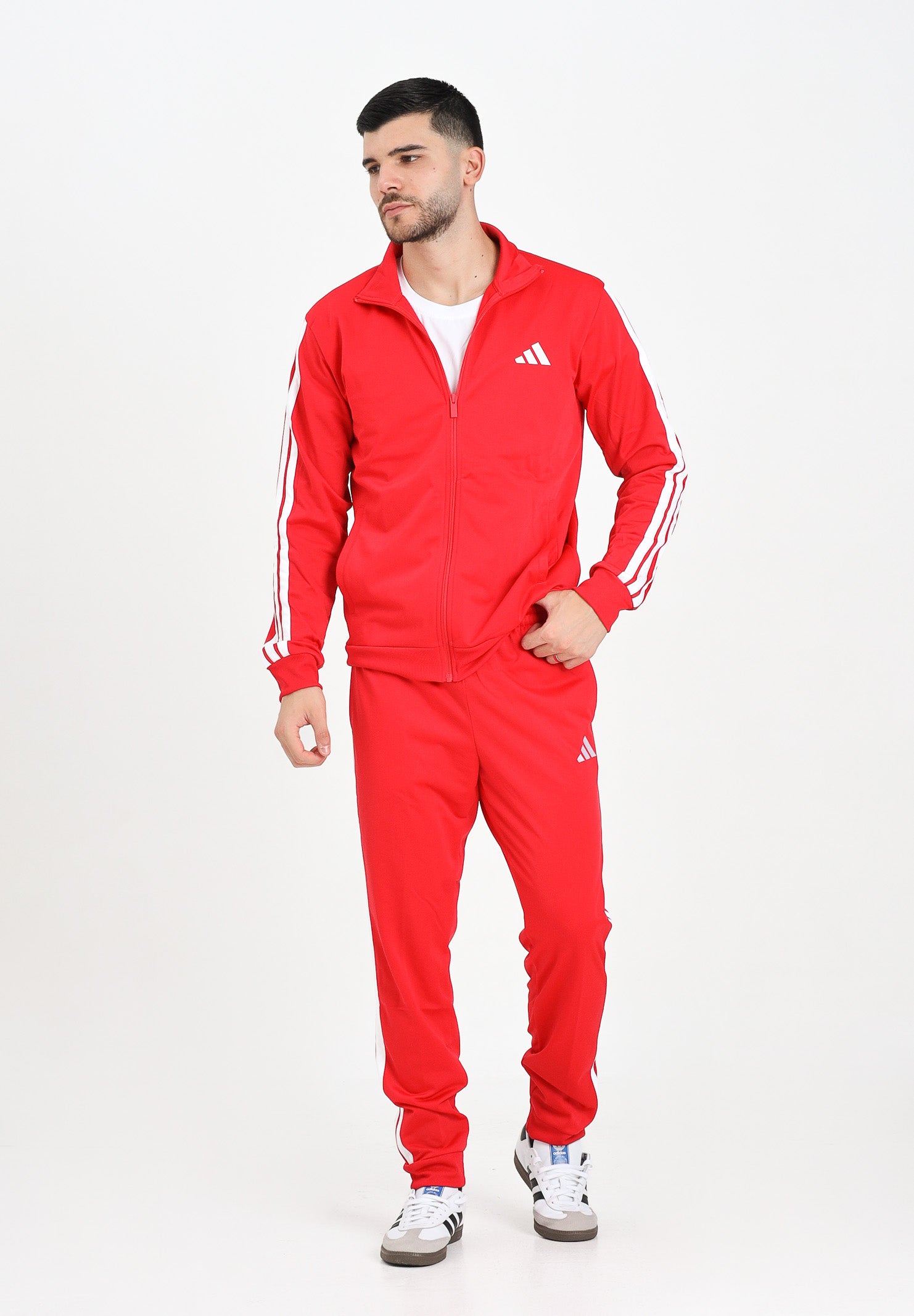 ADIDAS PERFORMANCE Tuta Essentials 3-Stripes rossa da uomo JX8731 . ADIDAS PERFORMANCE 