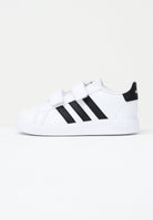 ADIDAS PERFORMANCE Sneakers Grand Court Lifestyle Hook and Loop bianche e nere da neonato GW6527 . ADIDAS PERFORMANCE 
