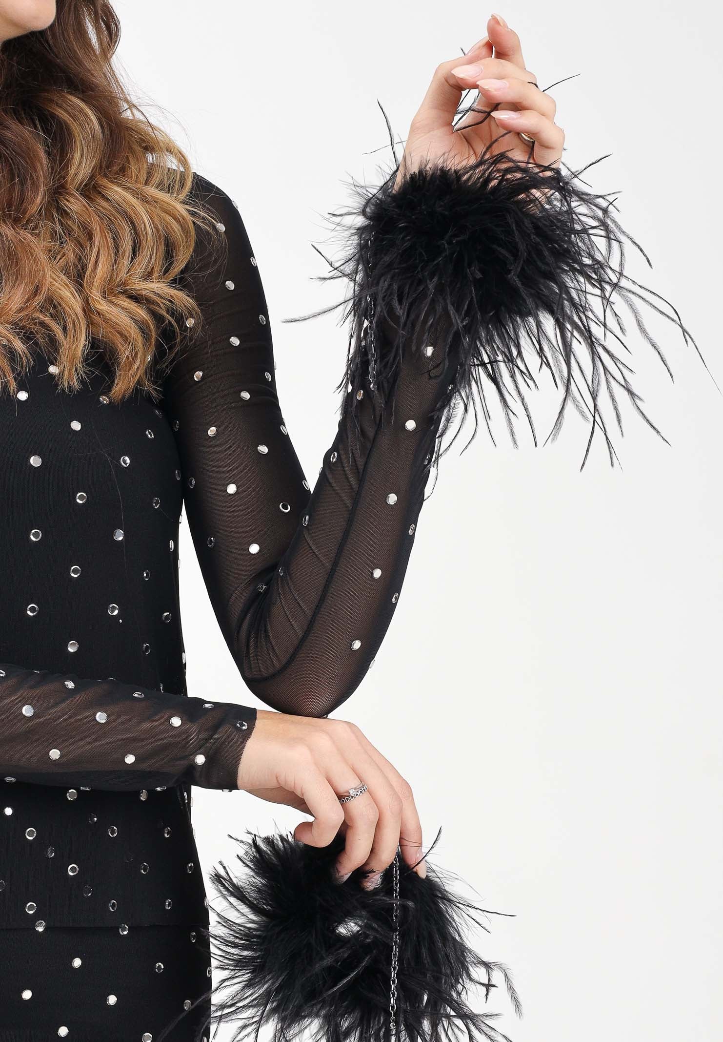 ALMA SANCHEZ Top Taime nero da donna con applicazioni di micro strass AS2526016RT 999 ALMA SANCHEZ 