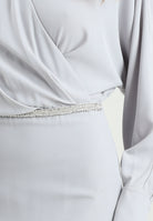 ALMA SANCHEZ Abito lungo Acme in elegante tessuto grigio perla da donna AS2526020TF 902 ALMA SANCHEZ 