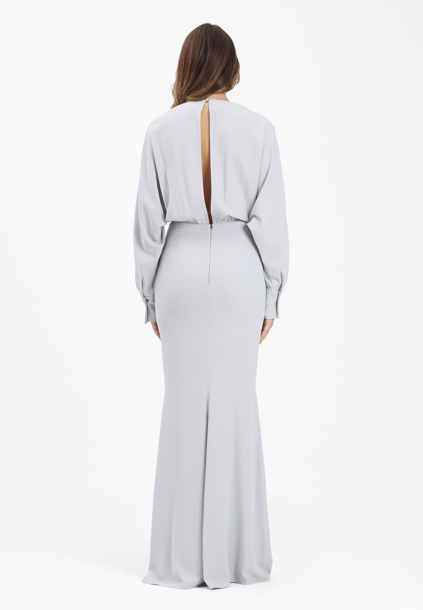 ALMA SANCHEZ Abito lungo Acme in elegante tessuto grigio perla da donna AS2526020TF 902 ALMA SANCHEZ 