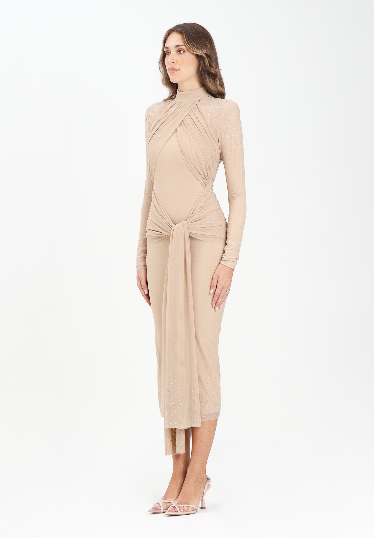 ALMA SANCHEZ Abito midi Acaico nude da donna con applicazioni di micro strass AS2526100RT 063 ALMA SANCHEZ 
