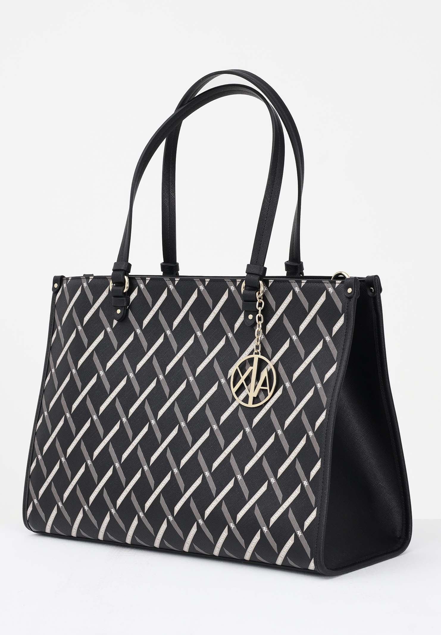 ARMANI EXCHANGE Shopper nera da donna con logo all over XW000927AF17155 MC043 ARMANI EXCHANGE 