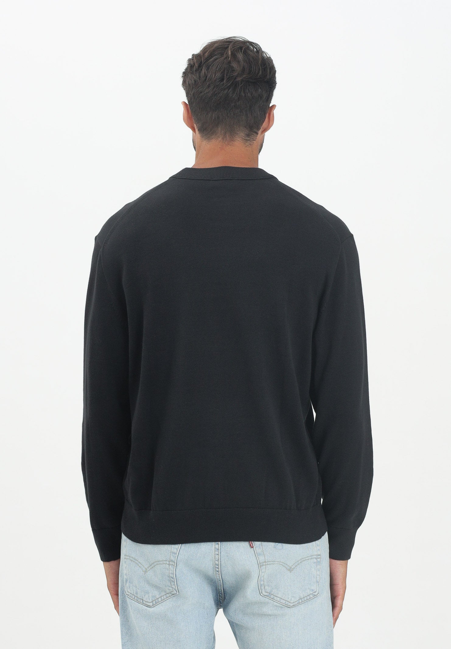 CALVIN KLEIN JEANS Maglioncino girocollo nero da uomo con ricamo CK LV04RC309GUB1 . CALVIN KLEIN JEANS 