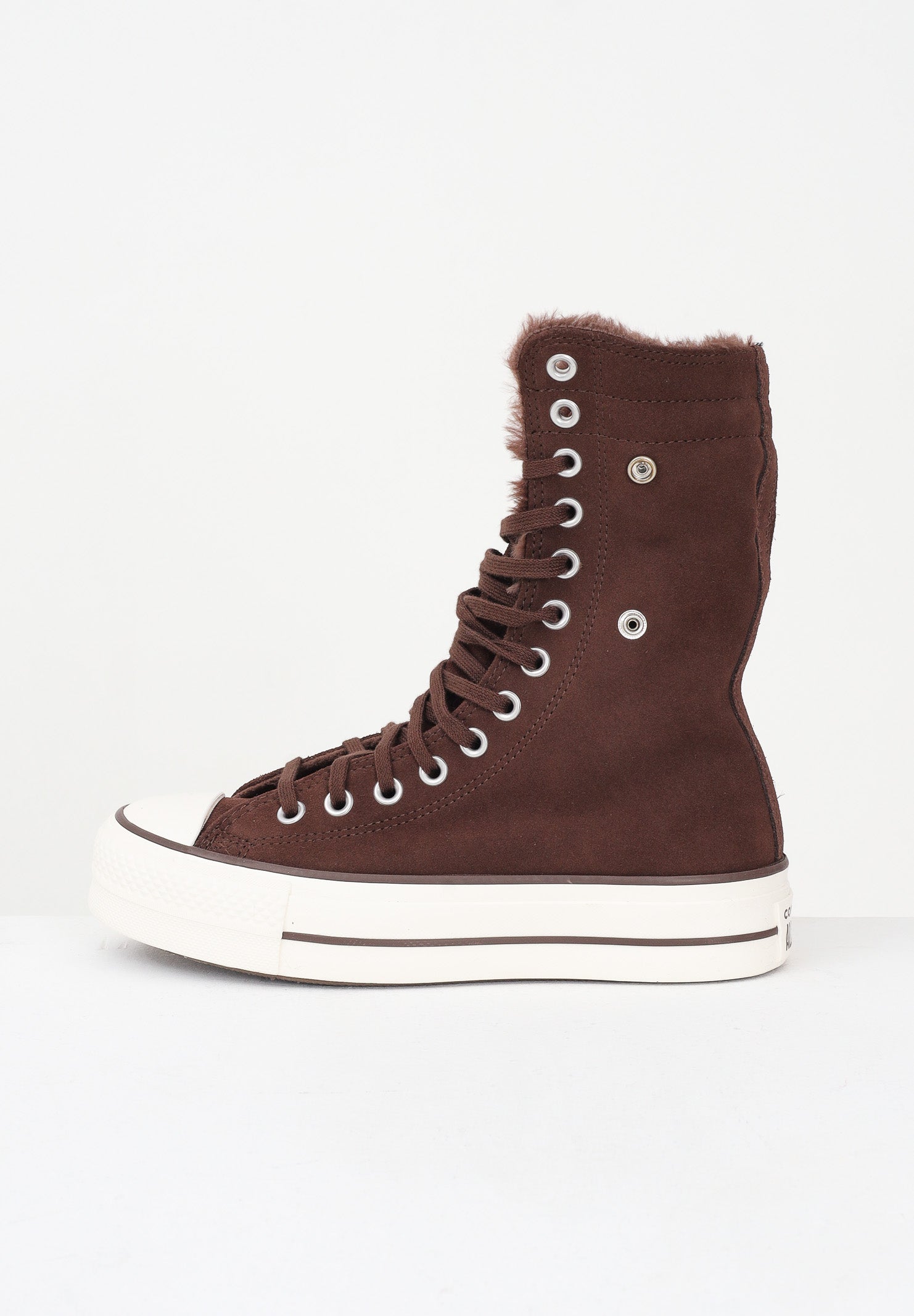 CONVERSE Sneakers Chuck Taylor All Star Fold-Over Lift Platform XHi Faux Fur marroni da donna A15230C . CONVERSE 