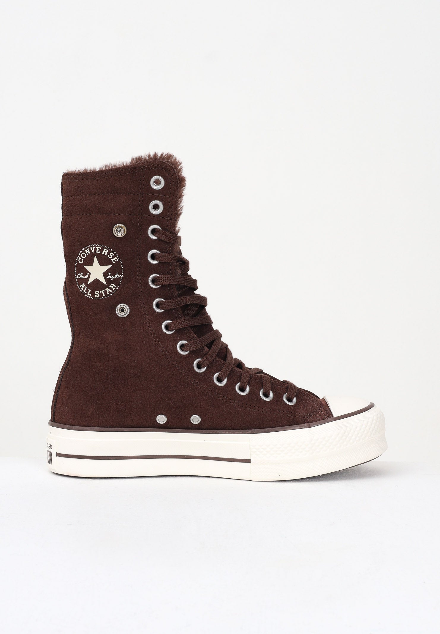 CONVERSE Sneakers Chuck Taylor All Star Fold-Over Lift Platform XHi Faux Fur marroni da donna A15230C . CONVERSE 