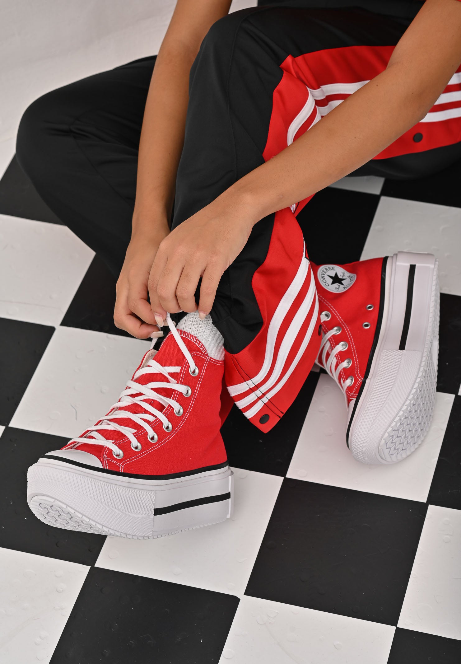CONVERSE Sneakers Chuck Taylor All Star Lift Double Stack Platform rosse da donna A15542C . CONVERSE 