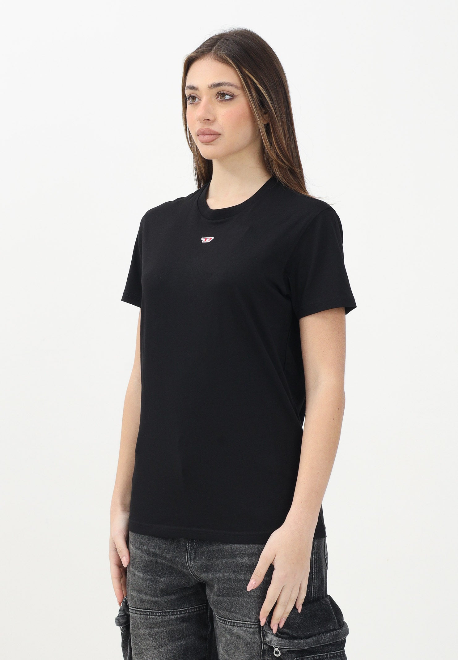 DIESEL T-shirt a manica corta Tdiegord nera per donna, ragazzi e bambini J022370GRAI K900 DIESEL 