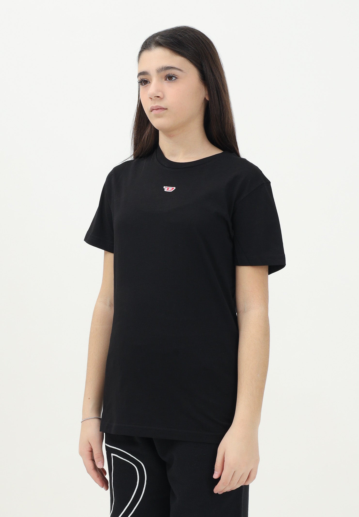 DIESEL T-shirt a manica corta Tdiegord nera per donna, ragazzi e bambini J022370GRAI K900 DIESEL 