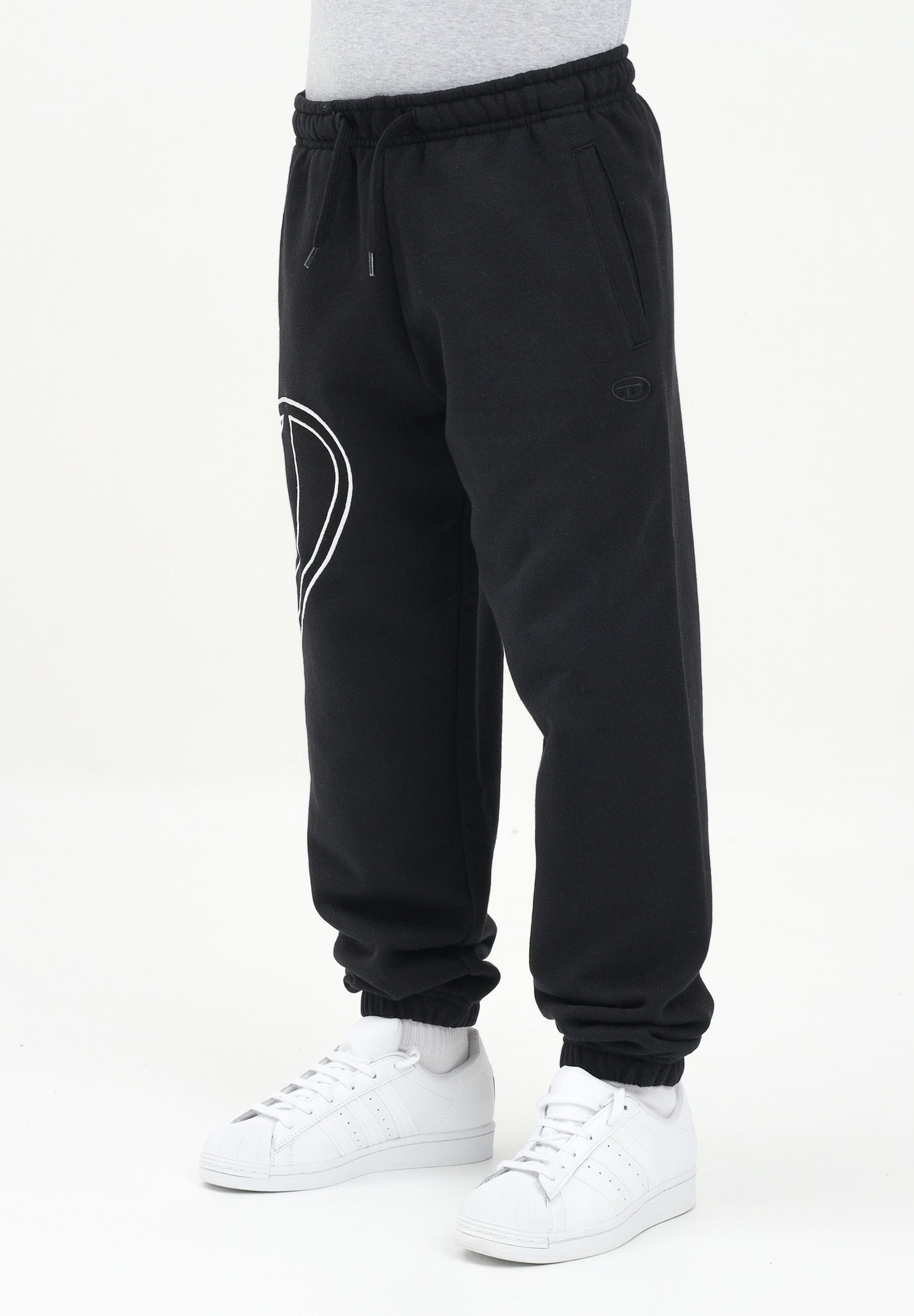DIESEL Pantalone sportivo nero per donna, ragazzi e bambini con maxi logo Oval D J022720GYCJ K900 DIESEL 
