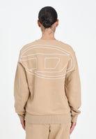 DIESEL Felpa girocollo beige per donna, ragazzi e bambini con maxi ricamo Oval D J022740GYCJ K726 DIESEL 