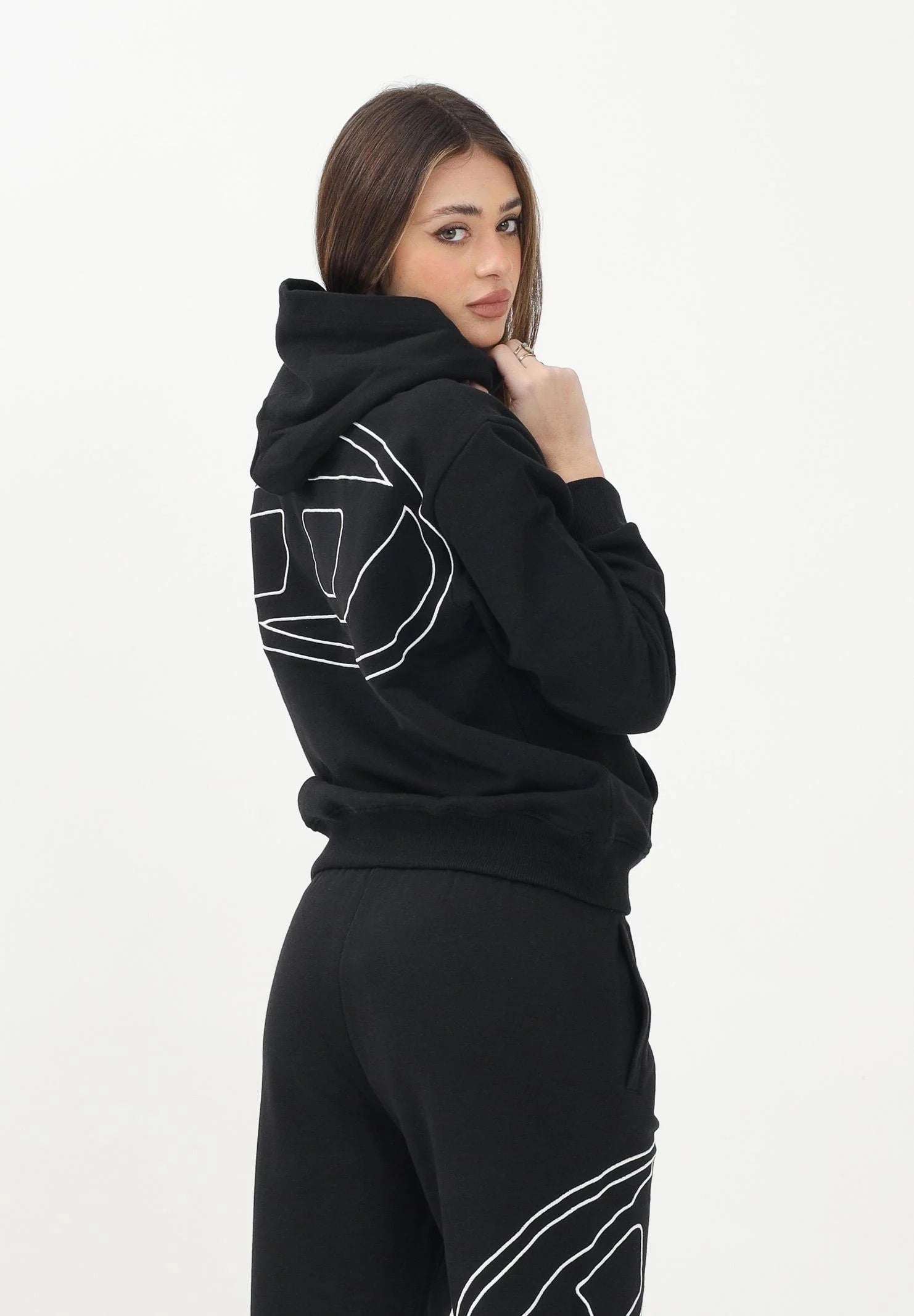 DIESEL Felpa con cappuccio Smacshoodmegovald nera per donna, ragazzi e bambini J022750GYCJ K900 DIESEL 