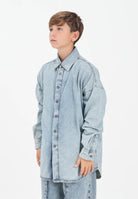 DIESEL Camicia a manica lunga in denim chiaro per donna, ragazzi e bambini con maxi logo Oval D J02307KXBPS K01 DIESEL 