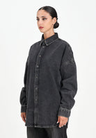 DIESEL Camicia a manica lunga in denim nero per donna, ragazzi e bambini con maxi logo Oval D J02307KXBPT K02 DIESEL 
