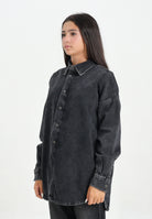 DIESEL Camicia a manica lunga in denim nero per donna, ragazzi e bambini con maxi logo Oval D J02307KXBPT K02 DIESEL 