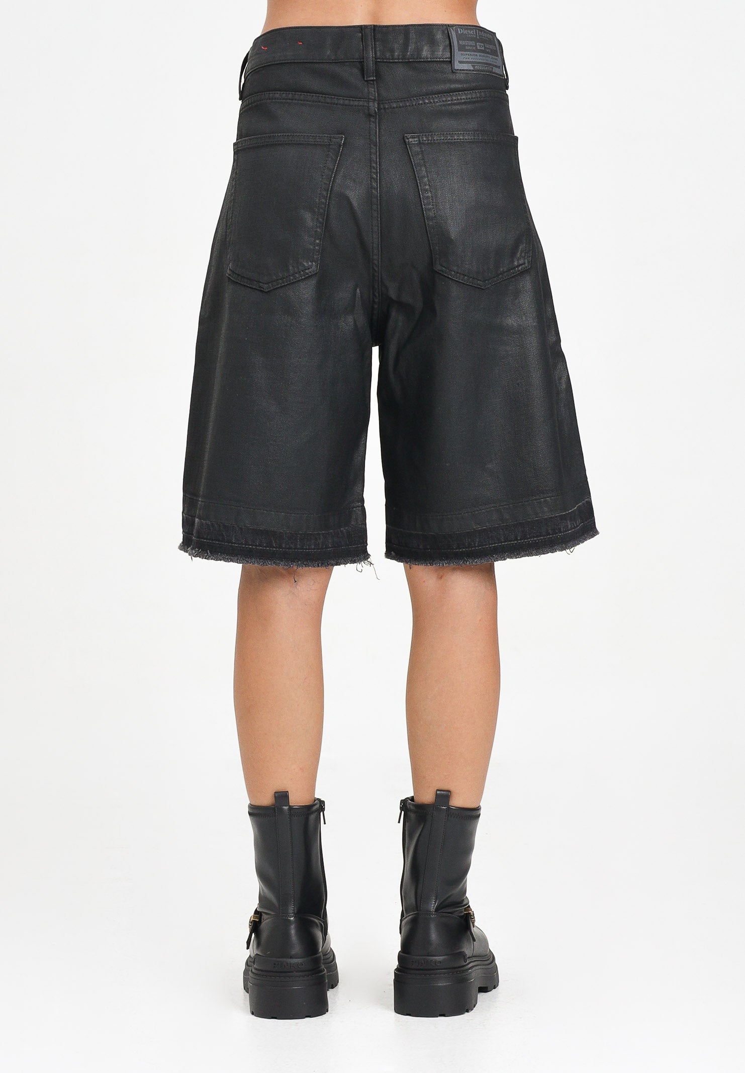 DIESEL Bermuda in denim nero per donna e ragazze con orli a taglio vivo J02351KXBPX K02 DIESEL 