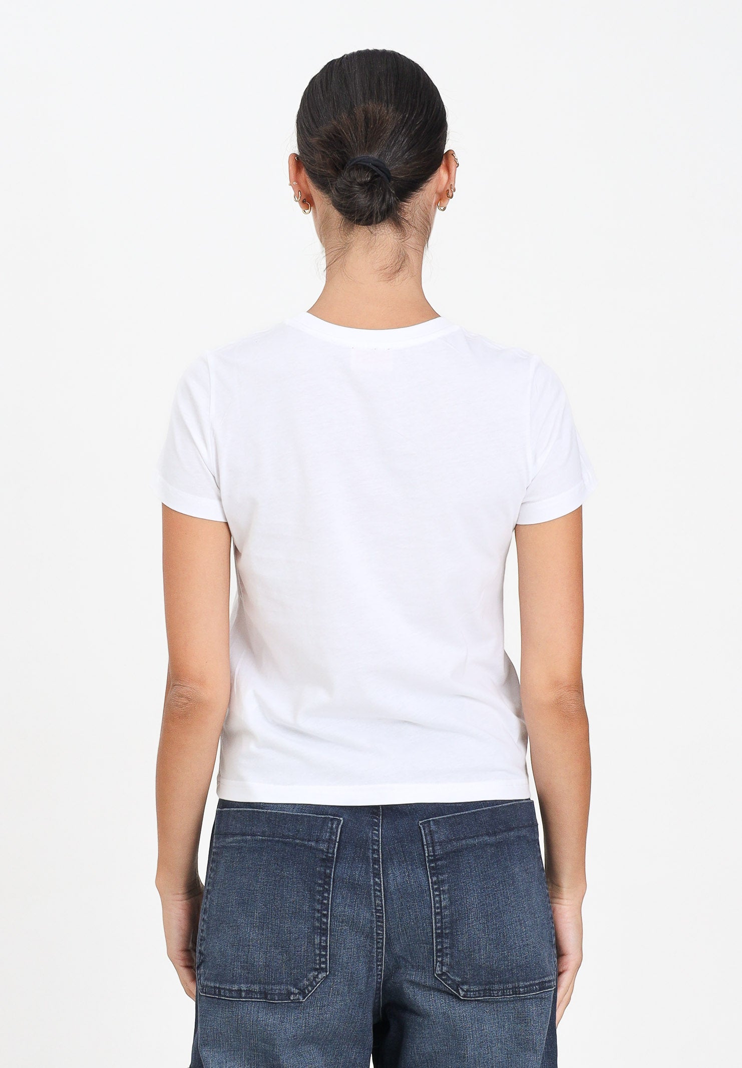 DIESEL T-shirt a manica corta bianca per donna e ragazze con logo in paillettes J02371KYAUN K100 DIESEL 
