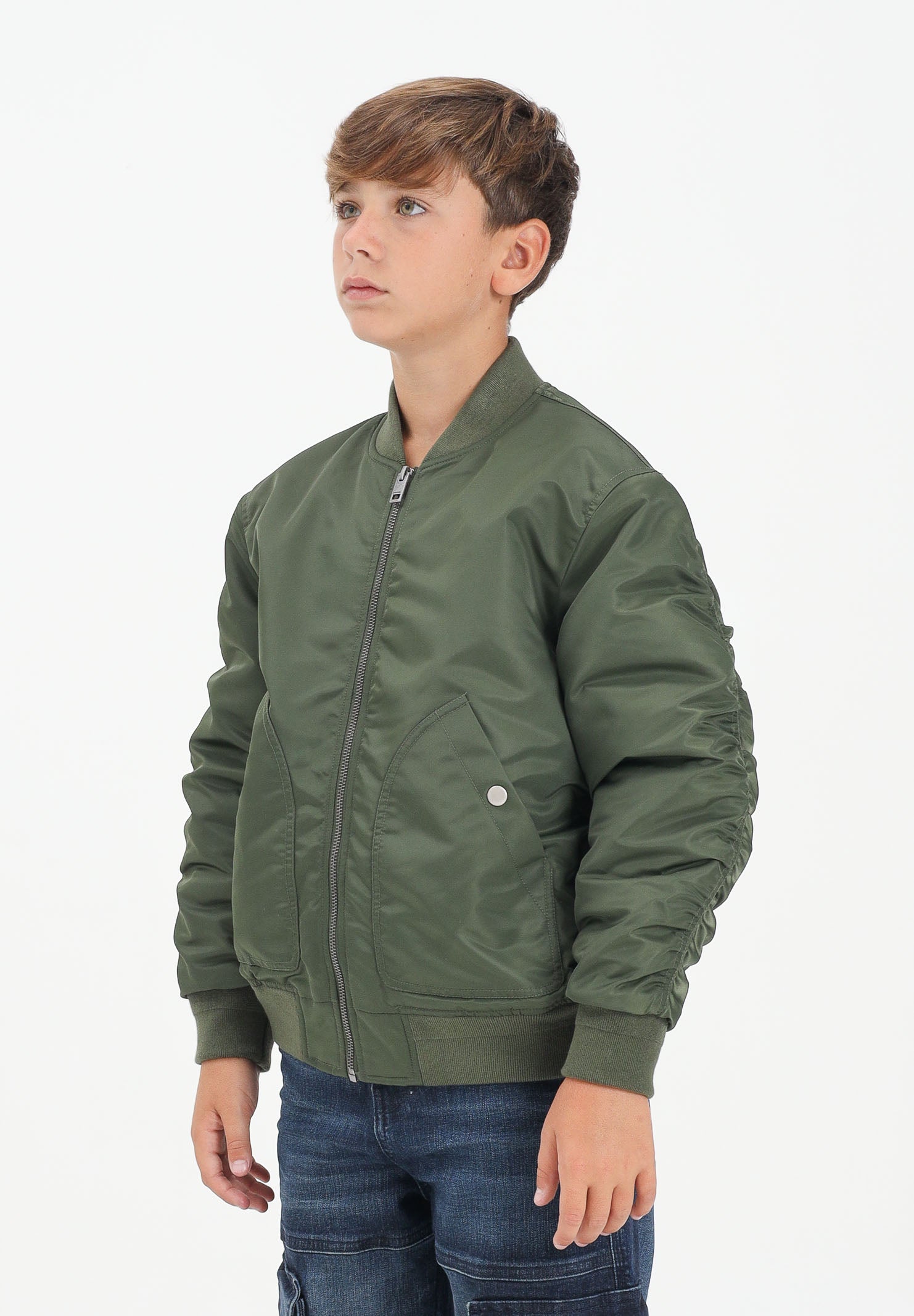 DIESEL Bomber verde militare per donna, ragazzi e bambini con maxi logo Oval Diesel J023980KAUX K513 DIESEL 