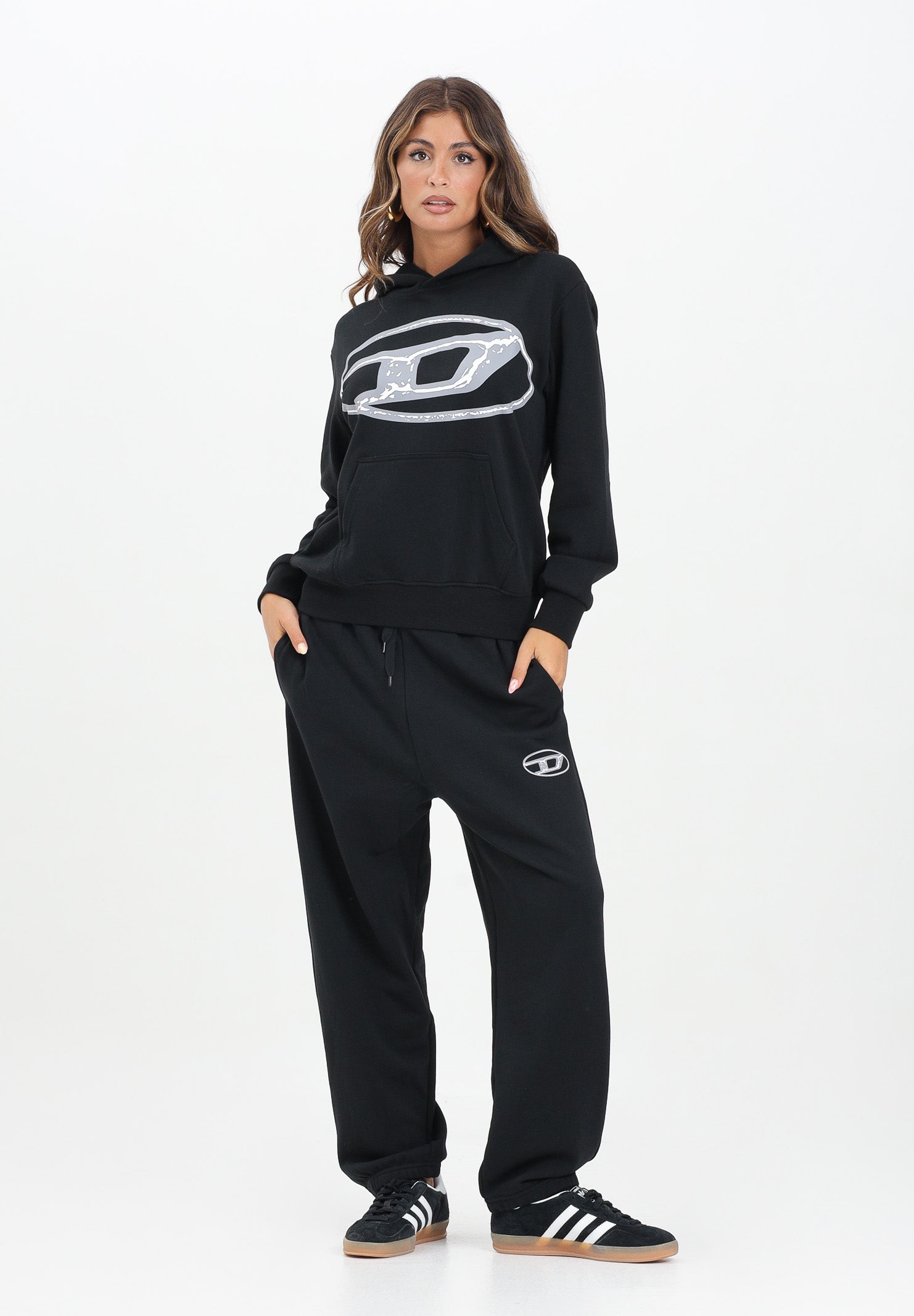 DIESEL Pantalone sportivo nero per donna, ragazzi e bambini con marchio Oval D J02457KYAQK K900 DIESEL 