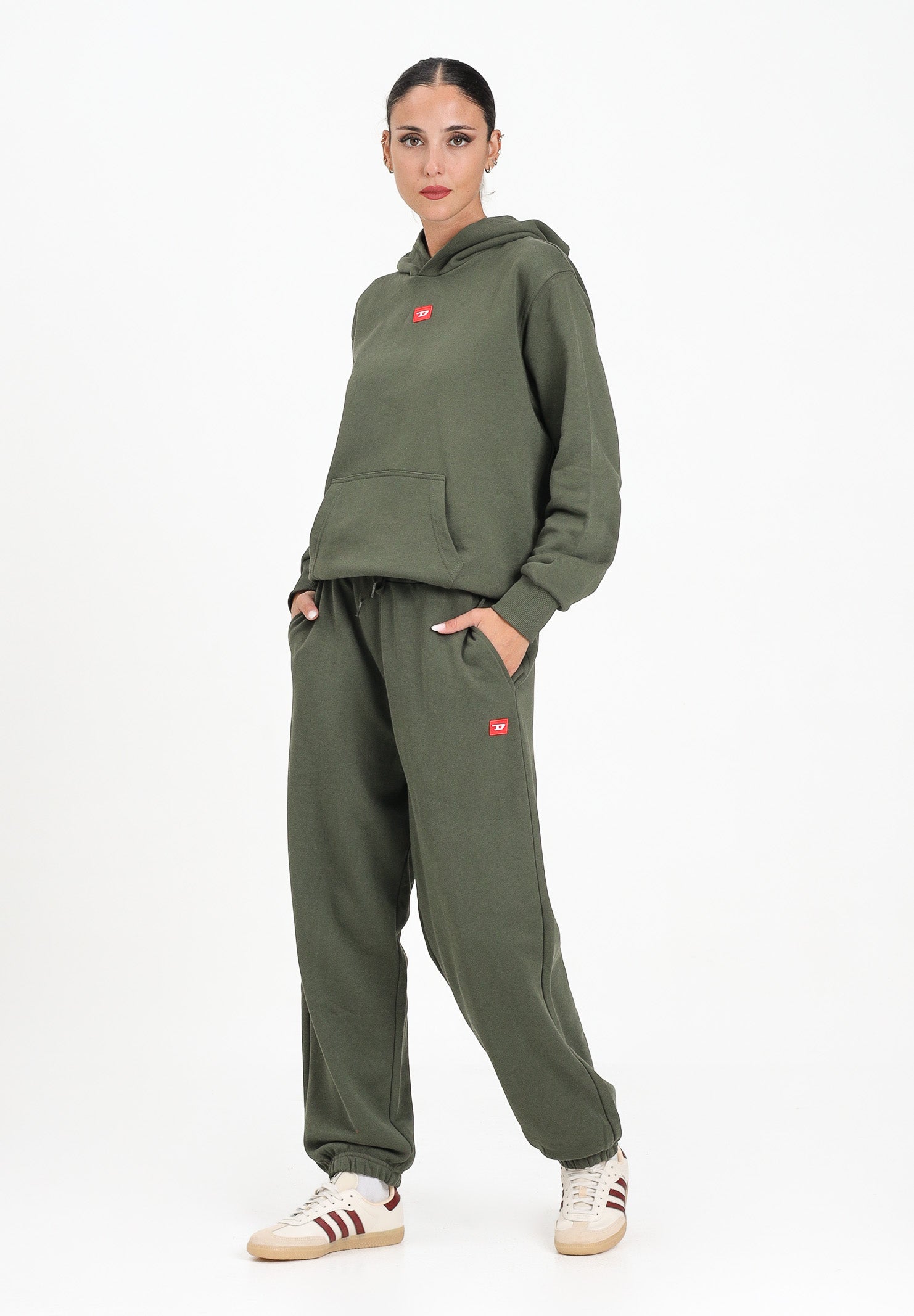 DIESEL Pantalone sportivo verde militare per donna, ragazzi e bambini con logo J024610GEAD K513 DIESEL 