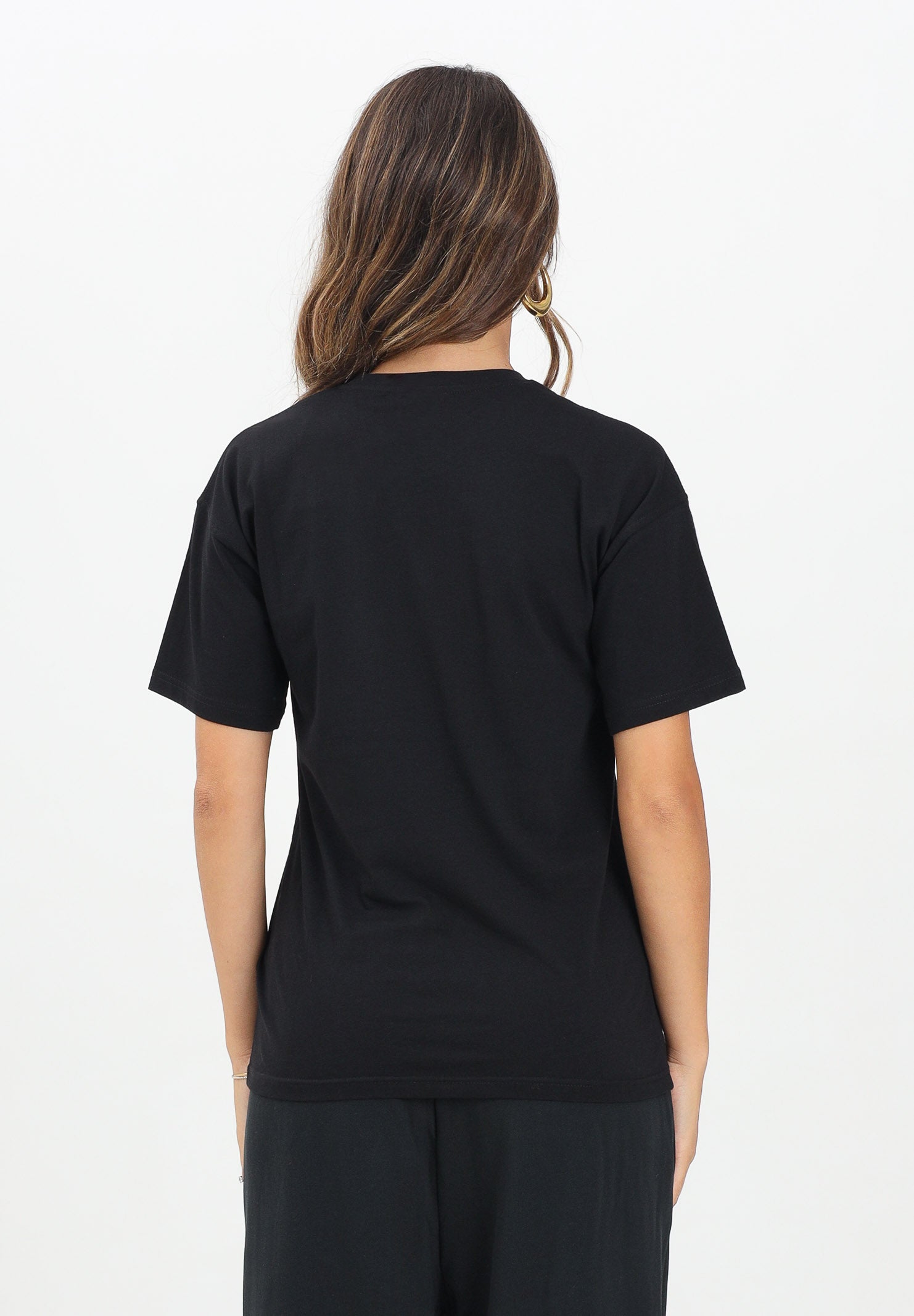 DIESEL T-shirt a manica corta nera per donna, ragazzi e bambini con maxi logo Oval D J02477KYAUN K900 DIESEL 