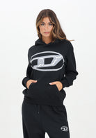 DIESEL Felpa con cappuccio nera per donna, ragazzi e bambini con maxi logo Oval D J02487KYAQK K900 DIESEL 