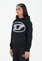 DIESEL Felpa con cappuccio nera per donna, ragazzi e bambini con maxi logo Oval D J02487KYAQK K900 DIESEL 