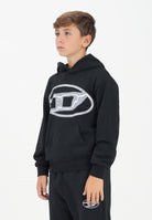DIESEL Felpa con cappuccio nera per donna, ragazzi e bambini con maxi logo Oval D J02487KYAQK K900 DIESEL 