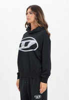 DIESEL Felpa con cappuccio nera per donna, ragazzi e bambini con maxi logo Oval D J02487KYAQK K900 DIESEL 