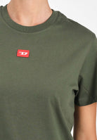 DIESEL T-shirt a manica corta verde militare per donna, ragazzi e bambini con logo J025010GRAI K513 DIESEL 