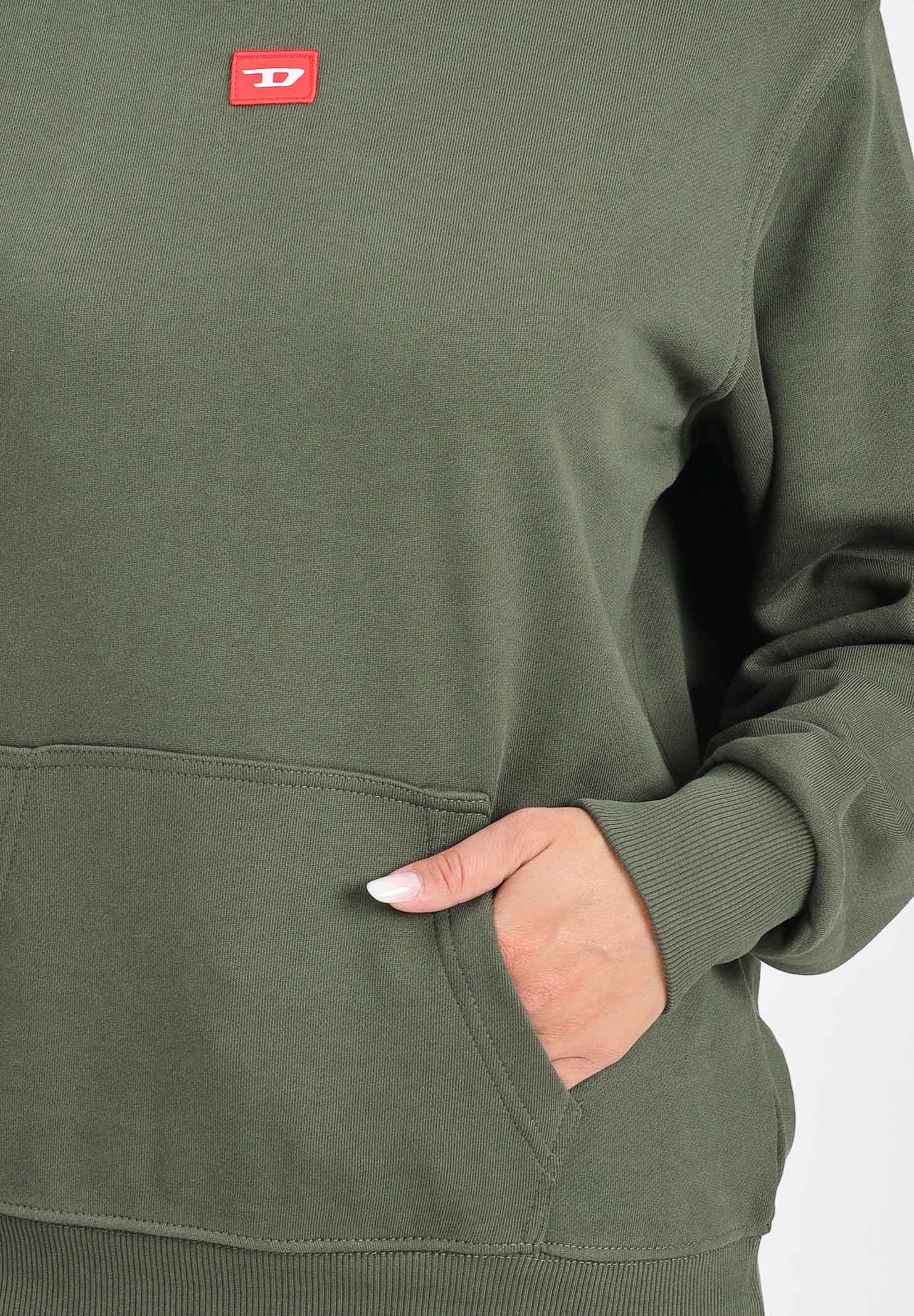 DIESEL Felpa con cappuccio verde militare per donna, ragazzi e bambini rifinita da patch D J025020GEAD K513 DIESEL 