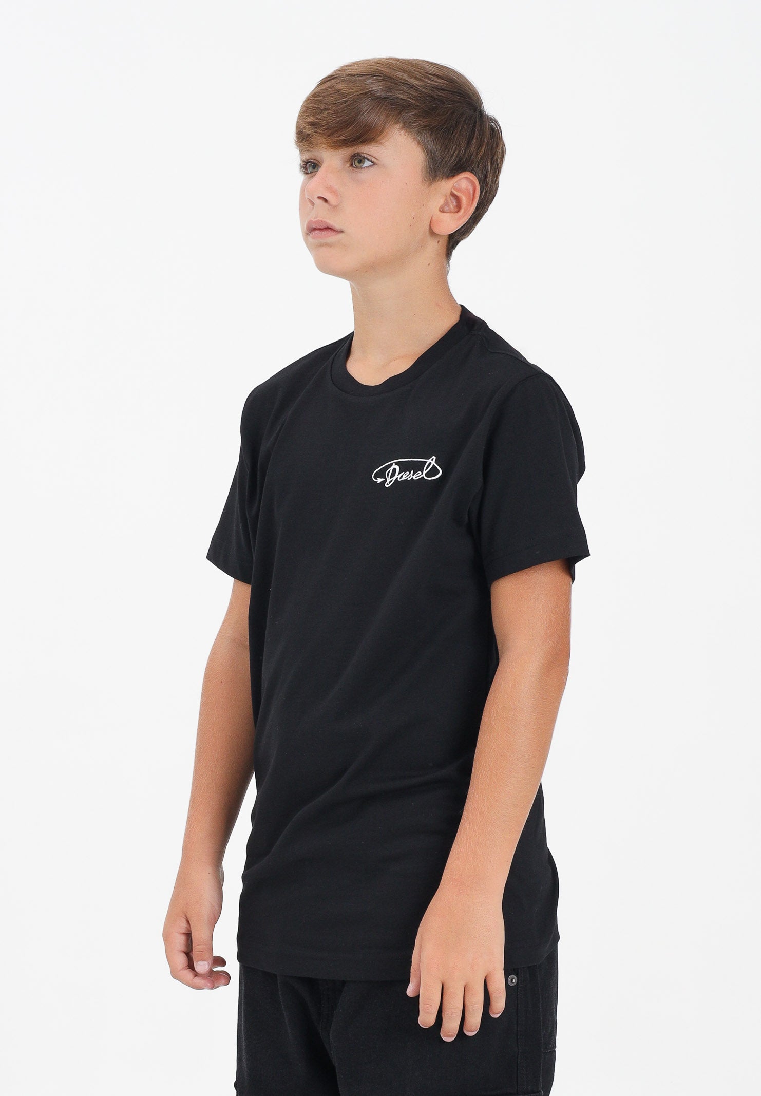 DIESEL T-shirt a manica corta nera per donna, ragazzi e bambini con logo Diesel J025260CATM K900 DIESEL 