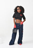 DSQUARED2 T-shirt a manica corta nera per donna, ragazzi e bambini con logo Beads DQ2996D00MM DQ900 DSQUARED2 