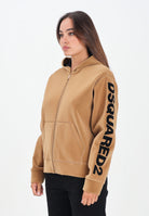 DSQUARED2 Felpa con zip beige per donna, ragazzi e bambini in neoprene floccato DQ3001D0AF8 DQ721 DSQUARED2 